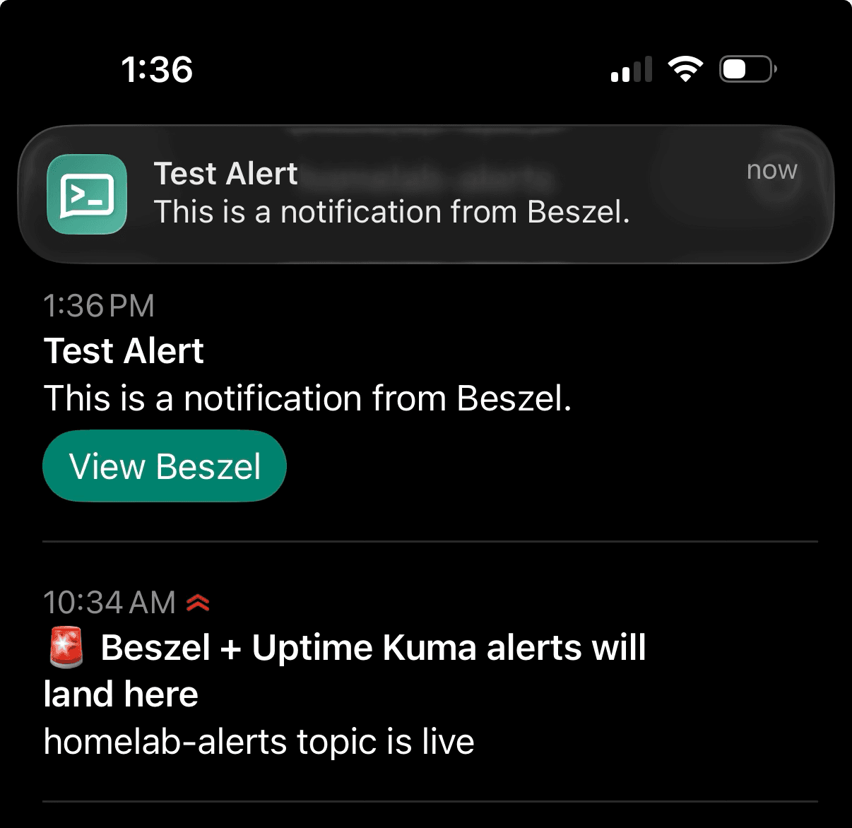 Beszel alert thresholds configured