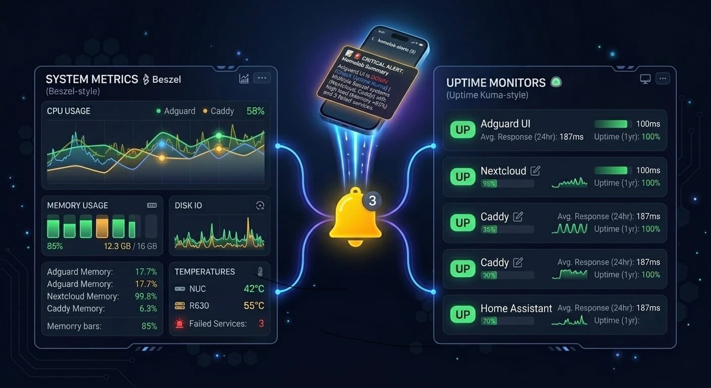 Homelab Alerts on Your Phone: Integrating Beszel and Uptime Kuma with ntfy