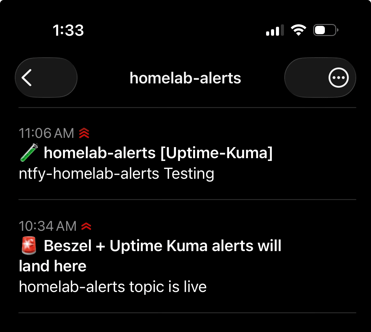 Uptime Kuma ntfy notification config